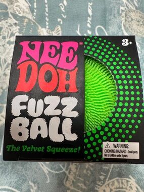 NeeDoh Green Fuzz Ball - Neon Green Velvet Squeeze sensory squish toy NWT